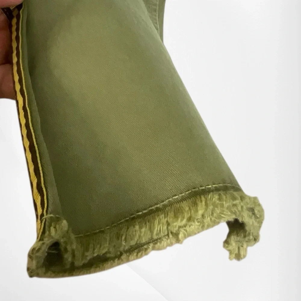 NiLi Lotan Raw Hem‎ Crop Cotton Stretch Twill Pant in Green